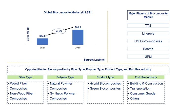 Biocomposite Market by Fiber Type, Polymer Type, Product Type, and End Use Industry
