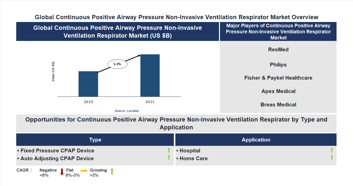 Continuous Positive Airway Pressure Non-Invasive Ventilation Respirator Market Trends and Forecast