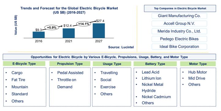 Electric Bicycle Market by Electric Bicycle Type, Propulsion Type, Usage Type, Motor Type, and Battery Type