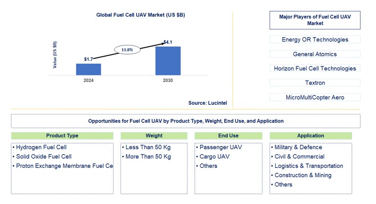 Fuel Cell UAV Market by Product Type, Weight, End Use, and Application