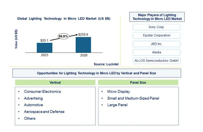 Lighting Technology in Micro LED Market by Vertical, Polymer, and Application