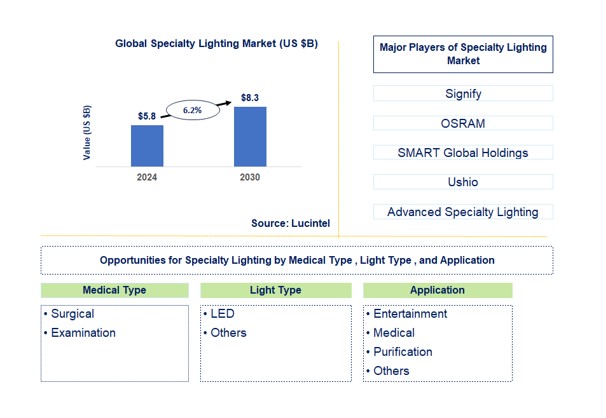 Specialty Lighting Market by Medical Type, Light Type, and Application