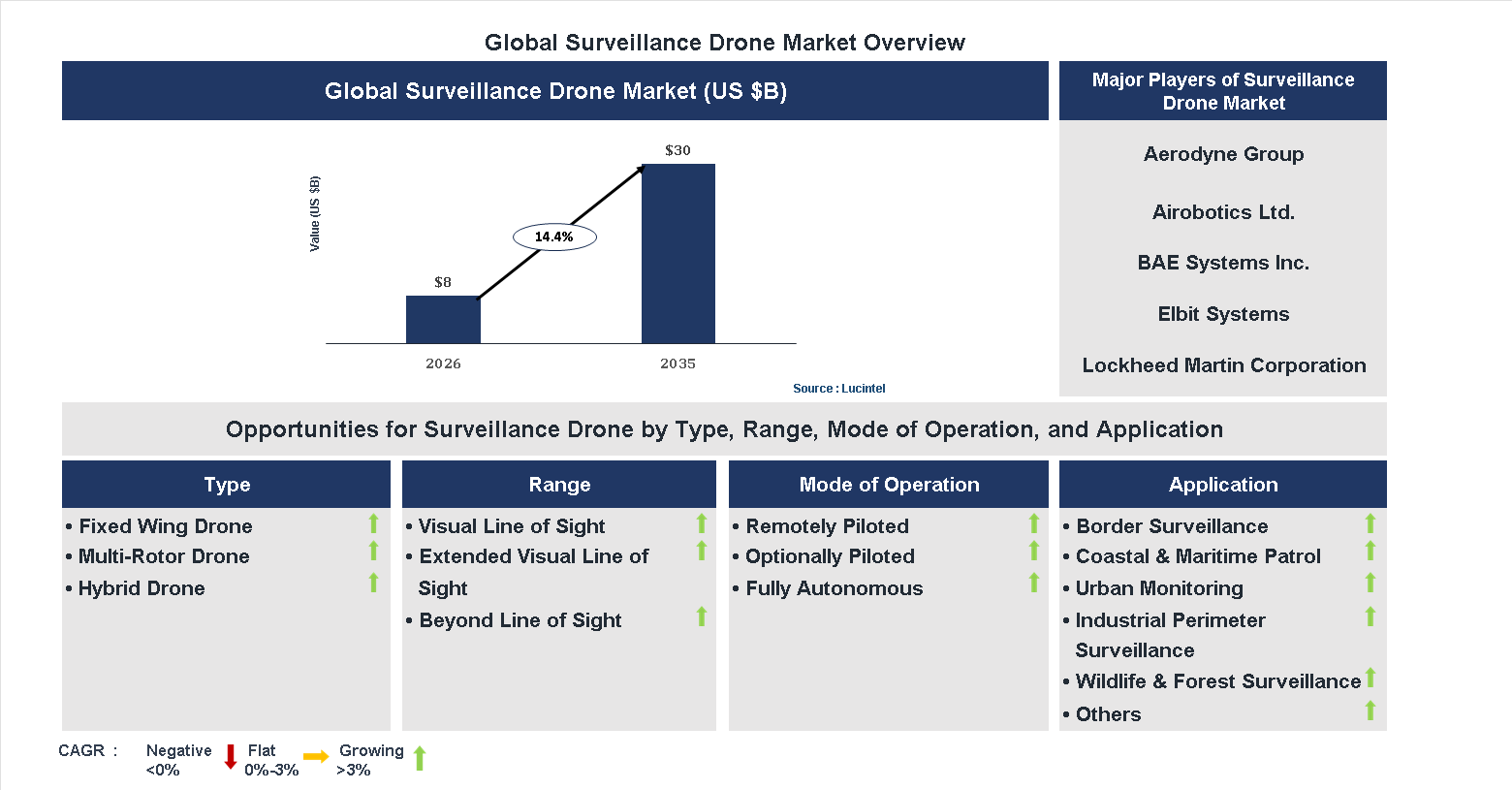 Surveillance Drone Market Trends and Forecast