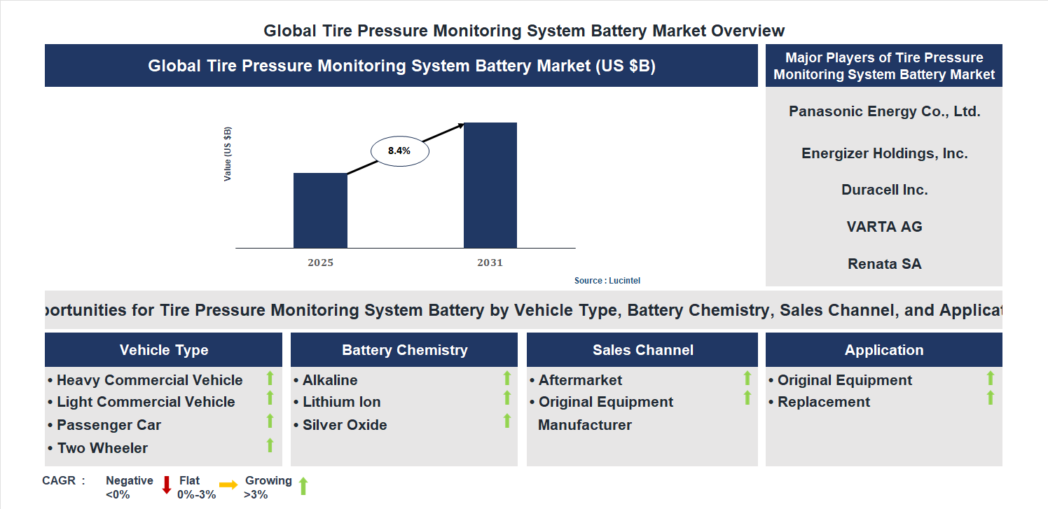 Tire Pressure Monitoring System Battery Market Trends and Forecast